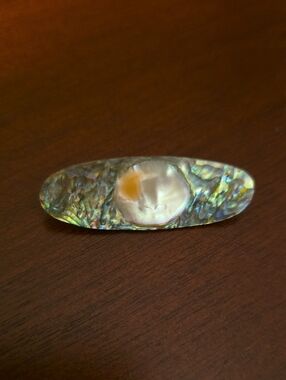 Vintage Abalone Oval Brooch With Blister Pearl